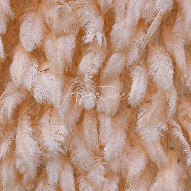 Aperturee - Aperturee Light Peach Feather Textured Artificial Flower Wall Elegant Fluffy Backdrop for Wedding Party Decor