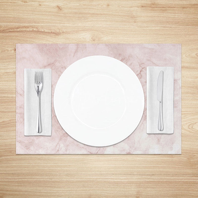 Aperturee - Aperturee Light Pink and White Marble Placemats Set of 4 Elegant Stone Texture for Modern and Glam Dining