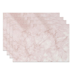 Aperturee - Aperturee Light Pink and White Marble Placemats Set of 4 Elegant Stone Texture for Modern and Glam Dining