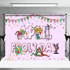 Aperturee - Aperturee Light Purple Colorful Flags April Fools Day Backdrop