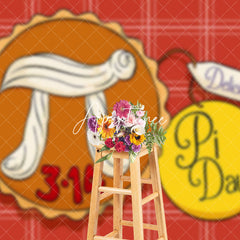 Aperturee - Aperturee Light Red Plaid Delicious Pie Happy Pi Day Backdrop