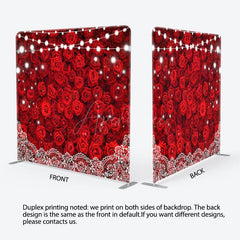 Aperturee - Aperturee Lighted Romantic Red Rose Lace Pillow Case Backdrop