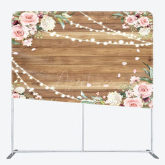 Aperturee - Aperturee Lighted Rose Leaves Wood Wedding Pillow Case Backdrop