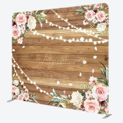 Aperturee - Aperturee Lighted Rose Leaves Wood Wedding Pillow Case Backdrop