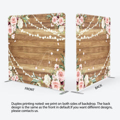 Aperturee - Aperturee Lighted Rose Leaves Wood Wedding Pillow Case Backdrop