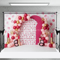 Aperturee - Aperturee Lipstick Kiss Marks Room Set Backdrop Red Pink Balloons and Diamond Ring Spa Party Background