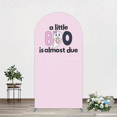 Aperturee - Aperturee Little Boo Almost Due Pink Baby Shower Arch Backdrop