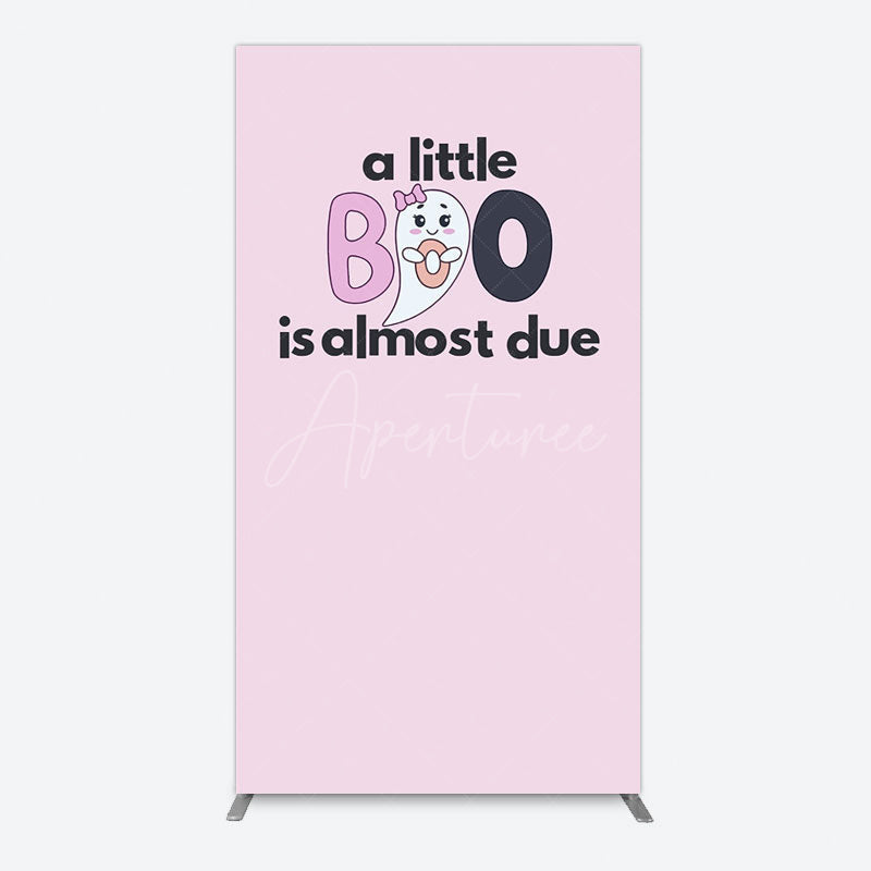 Aperturee - Aperturee Little Boo Almost Due Pink Baby Shower Rectangle Backdrop