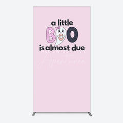 Aperturee - Aperturee Little Boo Almost Due Pink Baby Shower Rectangle Backdrop