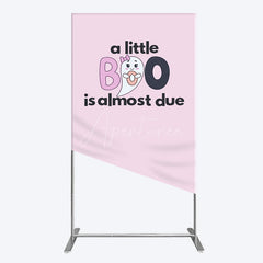 Aperturee - Aperturee Little Boo Almost Due Pink Baby Shower Rectangle Backdrop