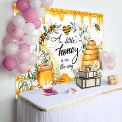 Aperturee - Aperturee Little Honey Bee Is On The Way Baby Shower Backdrop
