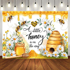 Aperturee - Aperturee Little Honey Bee Is On The Way Baby Shower Backdrop