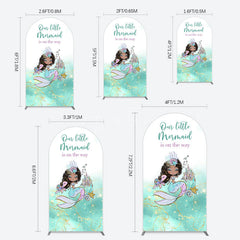 Aperturee - Aperturee Little Mermaid Aqua Green Baby Shower Arch Backdrop