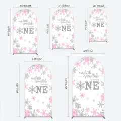 Aperturee - Aperturee Little Snowflake 1st Birthday Arch Backdrop Pink Silver Winter Girl