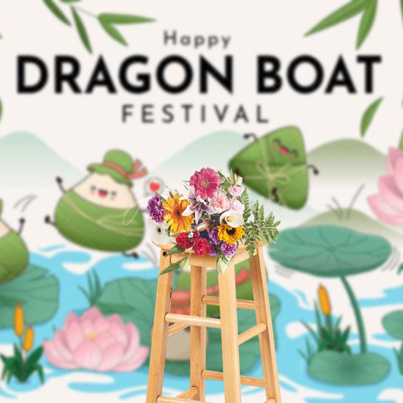 Aperturee - Aperturee Lotus Leaf Zongzi Happy Dragon Boat Festival Backdrop