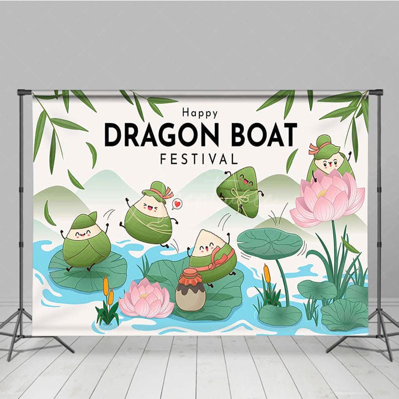 Aperturee - Aperturee Lotus Leaf Zongzi Happy Dragon Boat Festival Backdrop