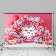 Aperturee - Aperturee Love Letter Valentine Day Backdrop Floral Wreath Envelopes Balloon Garland Background Romantic Photography Decor