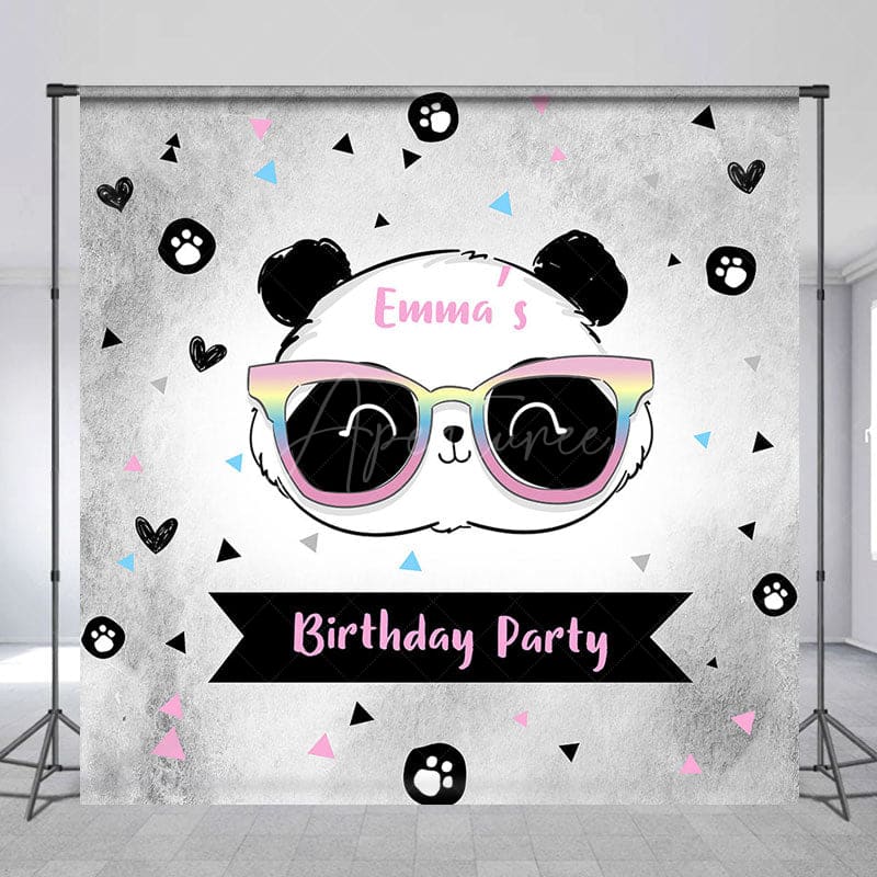 Aperturee - Aperturee Lovely Cartoon Panda Sweet Birthday Custom Backdrop