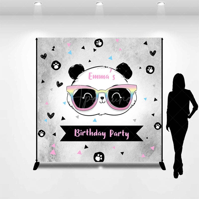 Aperturee - Aperturee Lovely Cartoon Panda Sweet Birthday Custom Backdrop