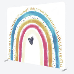 Aperturee - Aperturee Lovely Rainbow Heart Sweet Square Tension Backdrop