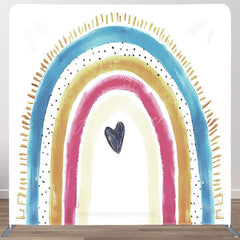 Aperturee - Aperturee Lovely Rainbow Heart Sweet Square Tension Backdrop