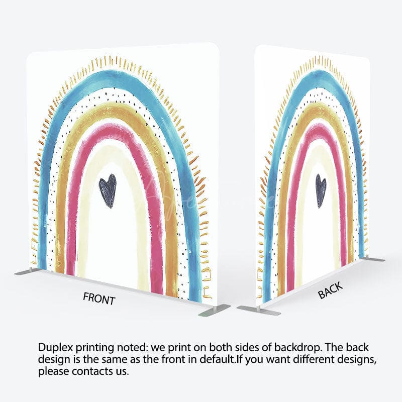 Aperturee - Aperturee Lovely Rainbow Heart Sweet Square Tension Backdrop