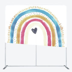 Aperturee - Aperturee Lovely Rainbow Heart Sweet Square Tension Backdrop