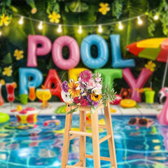 Aperturee - Aperturee Lovely Sweet Hawaiian Summer Pool Party Backdrop