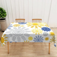 Aperturee - Aperturee Lovely Winter Tablecloth with Snowflake Totem Pattern for Christmas Holiday and Frozen Themed Party