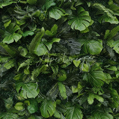 Aperturee - Aperturee Lush Green Artificial Flower Wall with Mixed Tropical Foliage Perfect for Wedding Party and Event Decor