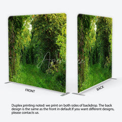 Aperturee - Aperturee Lush Green Forest Path Square Double-Sided Backdrop Natural Foliage and Sunlight for Outdoor Photography