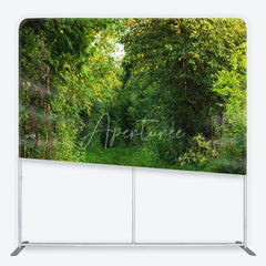 Aperturee - Aperturee Lush Green Forest Path Square Double-Sided Backdrop Natural Foliage and Sunlight for Outdoor Photography