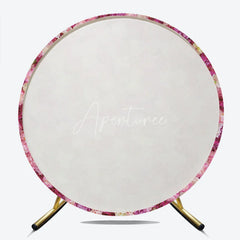 Aperturee - Aperturee Lush Pink and Cream Floral Wall Round Backdrop Elegant Peony and Rose Flowers for Wedding Decor