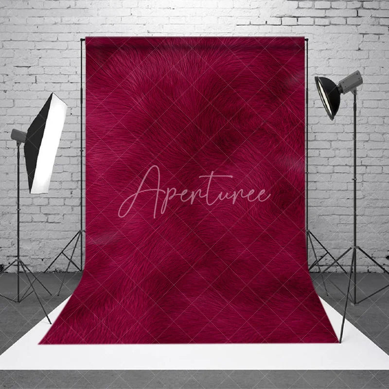Aperturee - Aperturee Luxurious Deep Magenta Plush Fur Textured Photography Backdrop Soft Elegant Background for Creative Portraits.