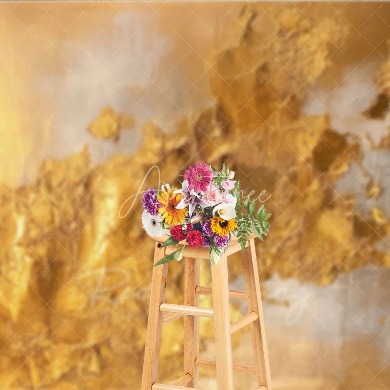 Aperturee - Aperturee Luxurious Gold and Silver Abstract Photography Backdrop Elegant Metallic Texture for Studio Portraits and Events.