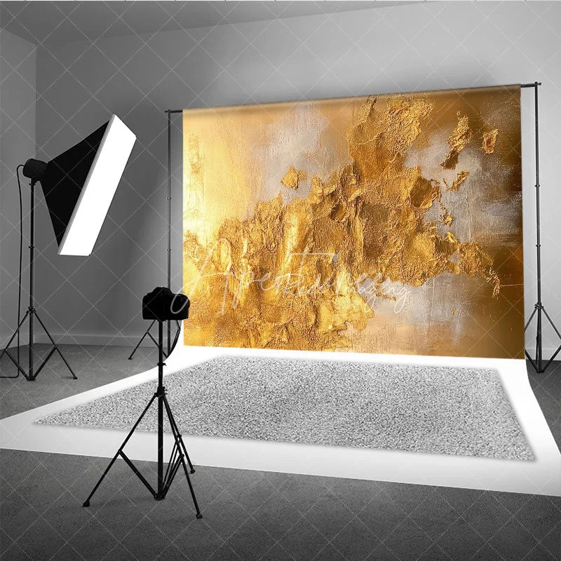 Aperturee - Aperturee Luxurious Gold and Silver Abstract Photography Backdrop Elegant Metallic Texture for Studio Portraits and Events.