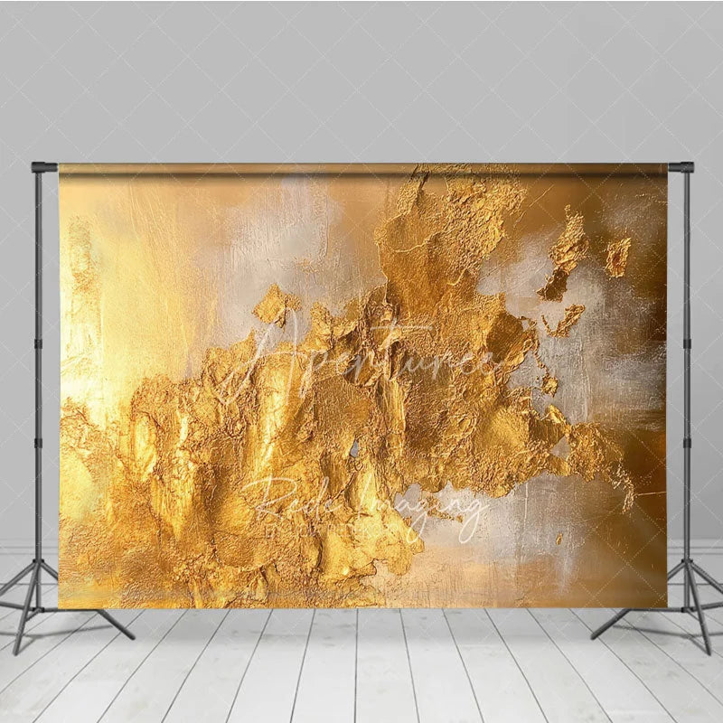 Aperturee - Aperturee Luxurious Gold and Silver Abstract Photography Backdrop Elegant Metallic Texture for Studio Portraits and Events.