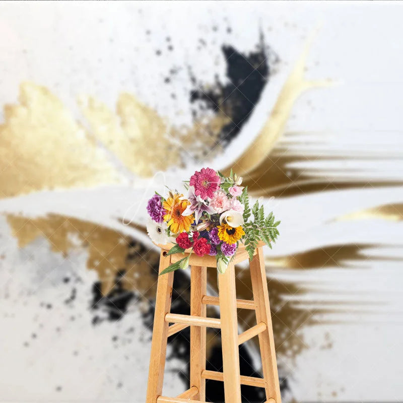 Aperturee - Aperturee Luxurious Gold Black and White Abstract Photography Backdrop Modern Artistic Studio Photo Background