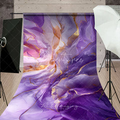 Aperturee - Aperturee Luxurious Purple and Gold Abstract Fluid Art Sweep Backdrop Elegant Marble Texture Photography Decor