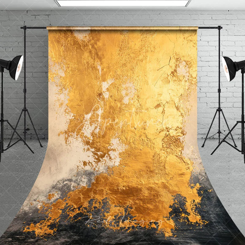Aperturee - Aperturee Luxury Abstract Gold Texture Sweep Backdrop Dark Grey and Beige Distressed Artistic Background