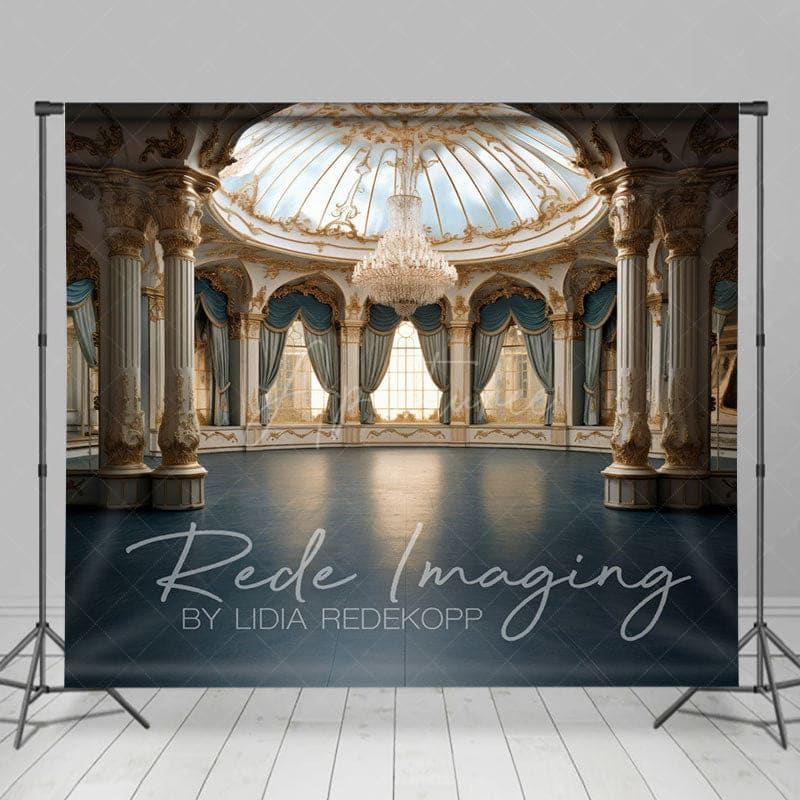 Aperturee - Aperturee Luxury Blue Ballroom Architecture Photo Backdrop