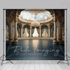 Aperturee - Aperturee Luxury Blue Ballroom Architecture Photo Backdrop