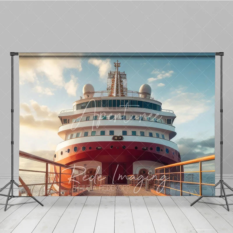 Aperturee - Aperturee Luxury Cruise Ship Deck Scenery Backdrop Ocean Vacation Photography Studio Background for Summer Party