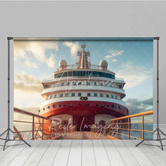 Aperturee - Aperturee Luxury Cruise Ship Deck Scenery Backdrop Ocean Vacation Photography Studio Background for Summer Party