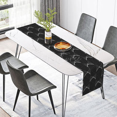 Aperturee - Aperturee Luxury Modern Table Runner with Black Abstract Texture Elegant Kitchen Linen for Formal Dining Party Decor