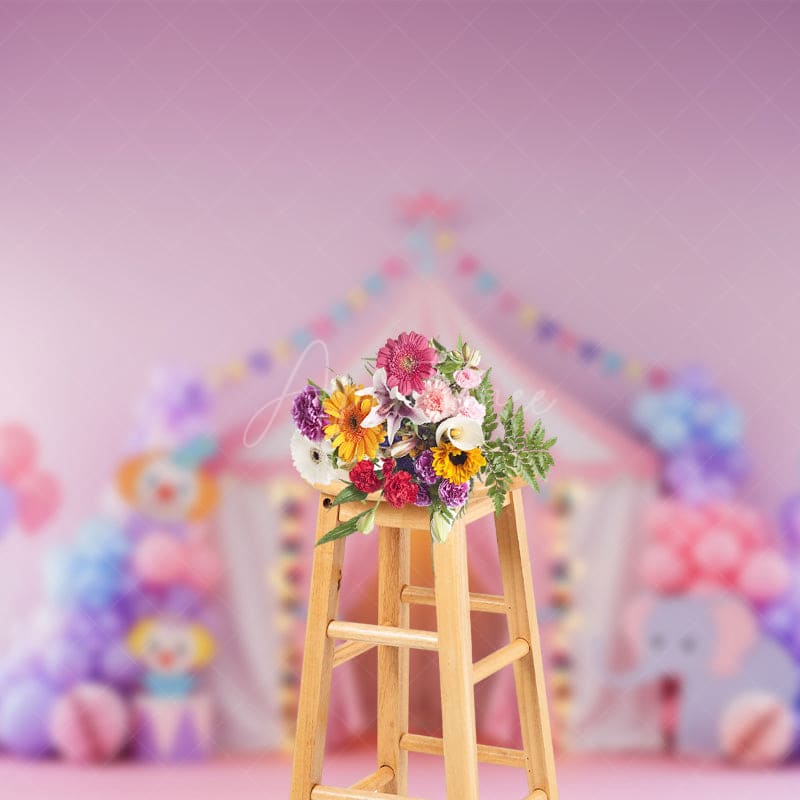 Aperturee - Aperturee Macaron Color Scheme Cute Circus Cake Smash Backdrop