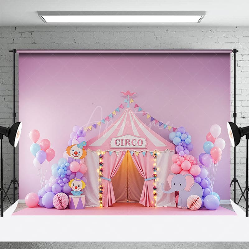 Aperturee - Aperturee Macaron Color Scheme Cute Circus Cake Smash Backdrop