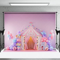 Aperturee - Aperturee Macaron Color Scheme Cute Circus Cake Smash Backdrop