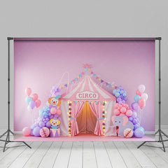 Aperturee - Aperturee Macaron Color Scheme Cute Circus Cake Smash Backdrop