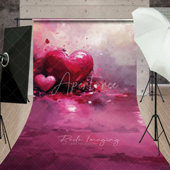 Aperturee - Aperturee Magenta Abstract Painted Hearts Backdrop Romantic Artistic Texture Love Theme Valentines Day Photography Scene